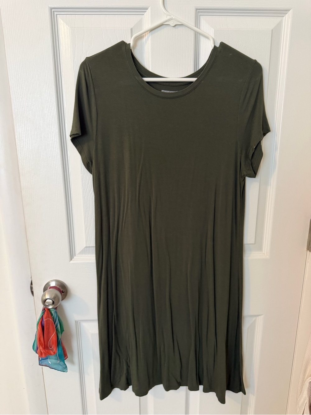 Amazon Essentials Olive Green Short Sleeve Tunic Dress